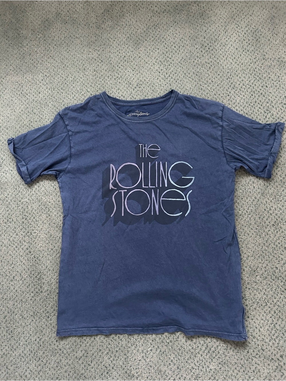 American Eagle Outfitters Navy Blue Tee with Pale Purple Logo